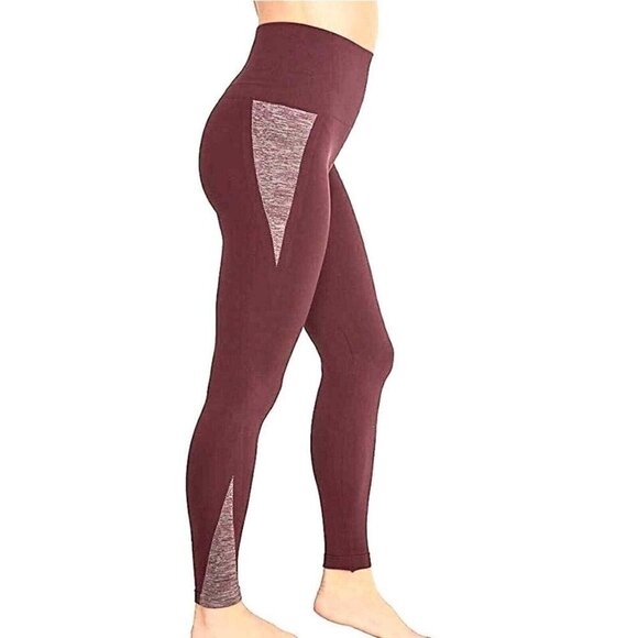 Spanx Assets Look at Me Now Seamless Leggings Maroon/Space Dye 2-Tone Medium - Picture 1 of 4